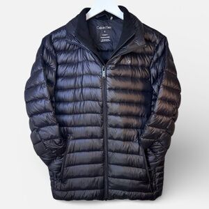 Calvin Klein Mens Lightweight Waterproof Black Packable Down Puffer Jacket Small